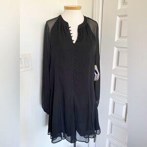 NWT Joie Black Balloon Caviar Dress Long Sleeve Chiffon Classic LBD Size Medium